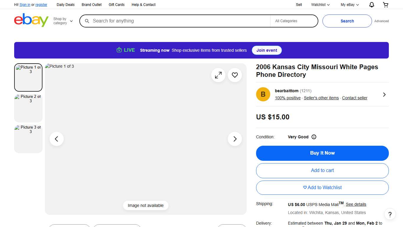 2006 Kansas City Missouri White Pages Phone Directory eBay